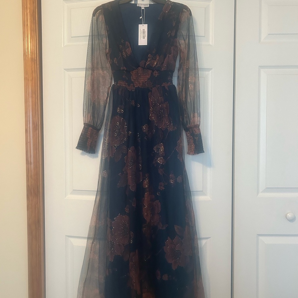 Baltic Born Black and Brown Floral Long Sleeve Dress